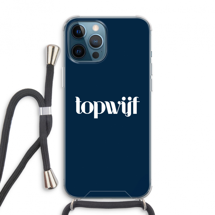 Topwijf Navy: iPhone 12 Pro Max Transparant Hoesje met koord