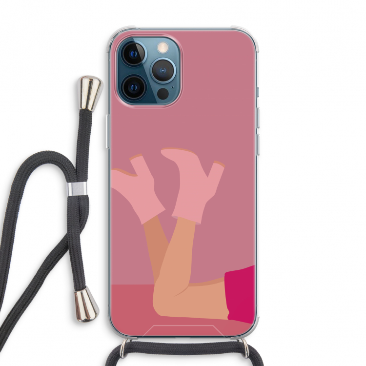 Pink boots: iPhone 12 Pro Max Transparant Hoesje met koord