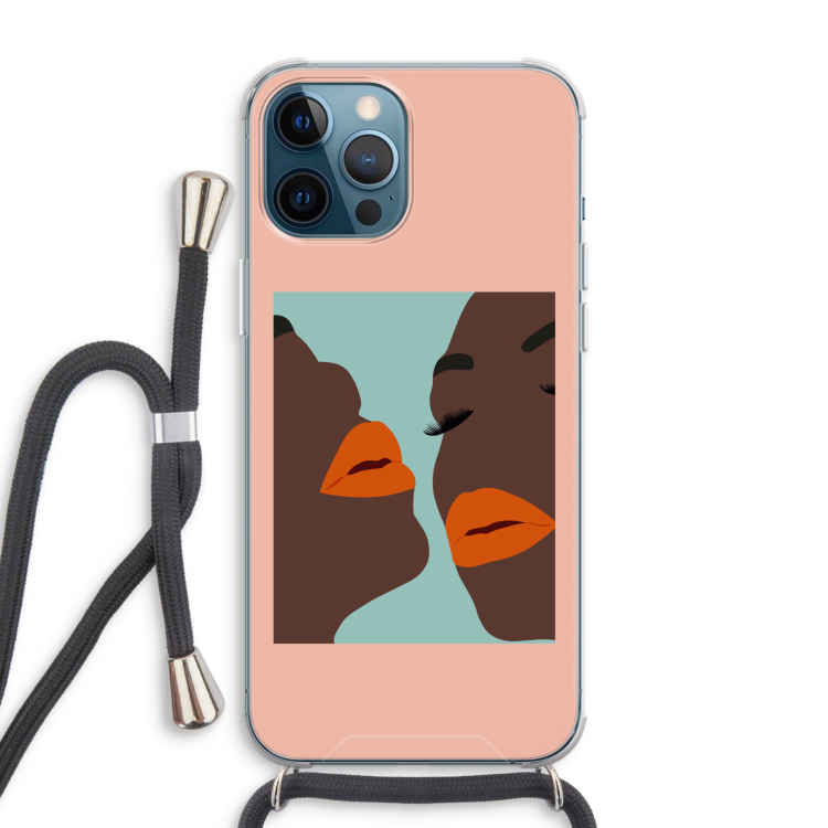 Orange lips: iPhone 12 Pro Max Transparant Hoesje met koord