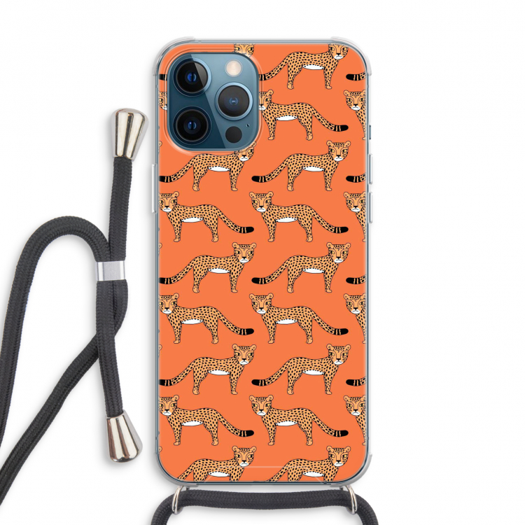 Cheetah: iPhone 12 Pro Max Transparant Hoesje met koord