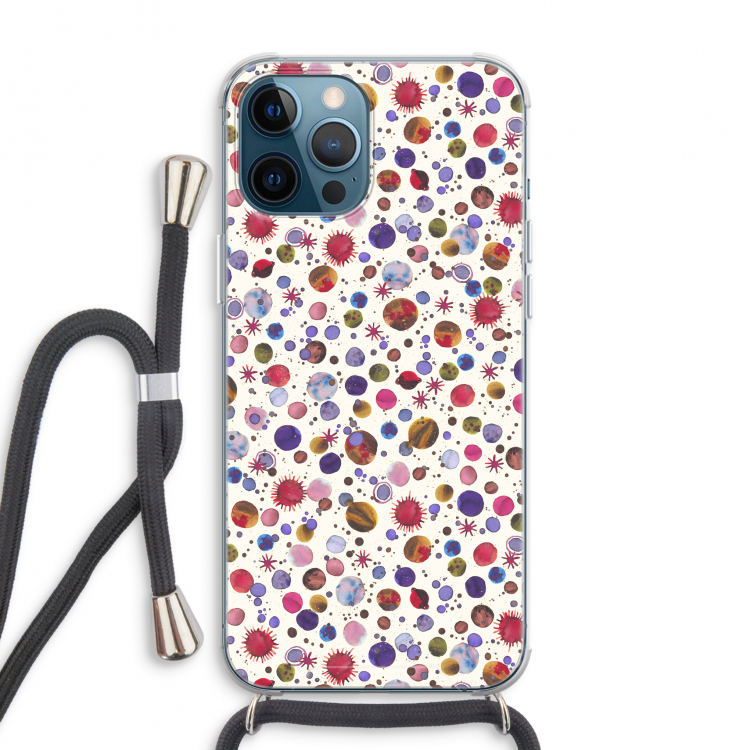 Planets Space: iPhone 12 Pro Max Transparant Hoesje met koord