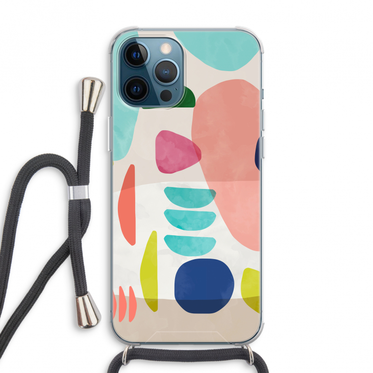 Bold Rounded Shapes: iPhone 12 Pro Max Transparant Hoesje met koord