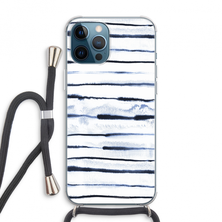 Ink Stripes: iPhone 12 Pro Max Transparant Hoesje met koord