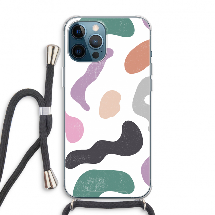 Memphis Shapes: iPhone 12 Pro Max Transparant Hoesje met koord