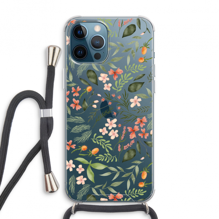 Sweet little flowers: iPhone 12 Pro Max Transparant Hoesje met koord