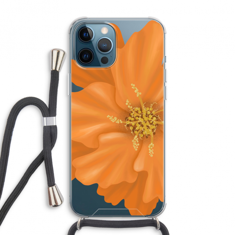 Orange Ellila flower: iPhone 12 Pro Max Transparant Hoesje met koord