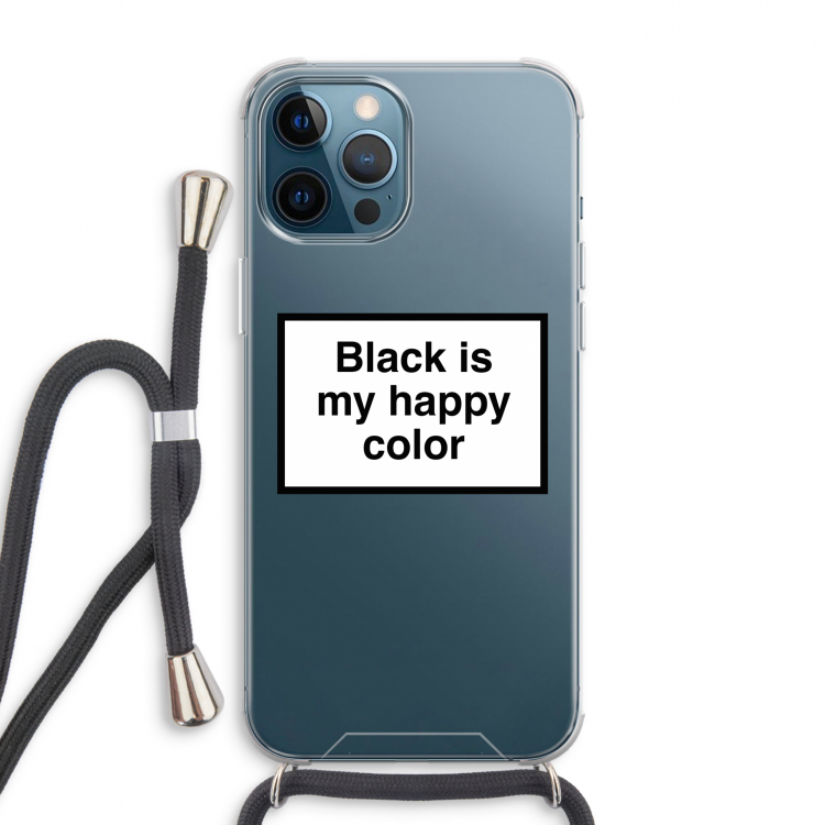 Black is my happy color: iPhone 12 Pro Max Transparant Hoesje met koord