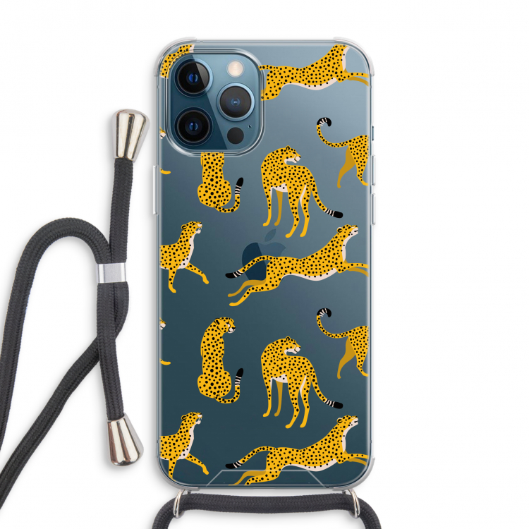 Luipaard: iPhone 12 Pro Max Transparant Hoesje met koord