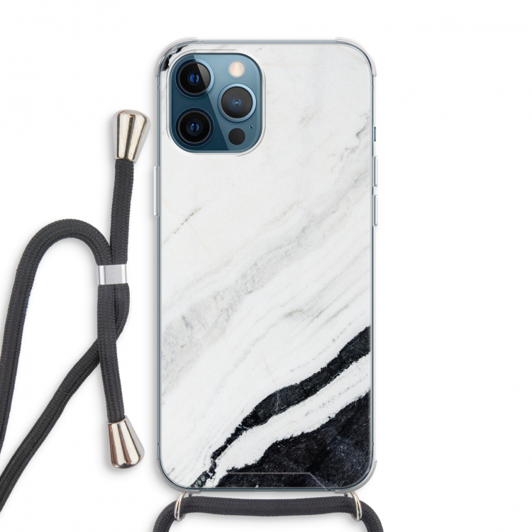 Elegante marmer: iPhone 12 Pro Max Transparant Hoesje met koord