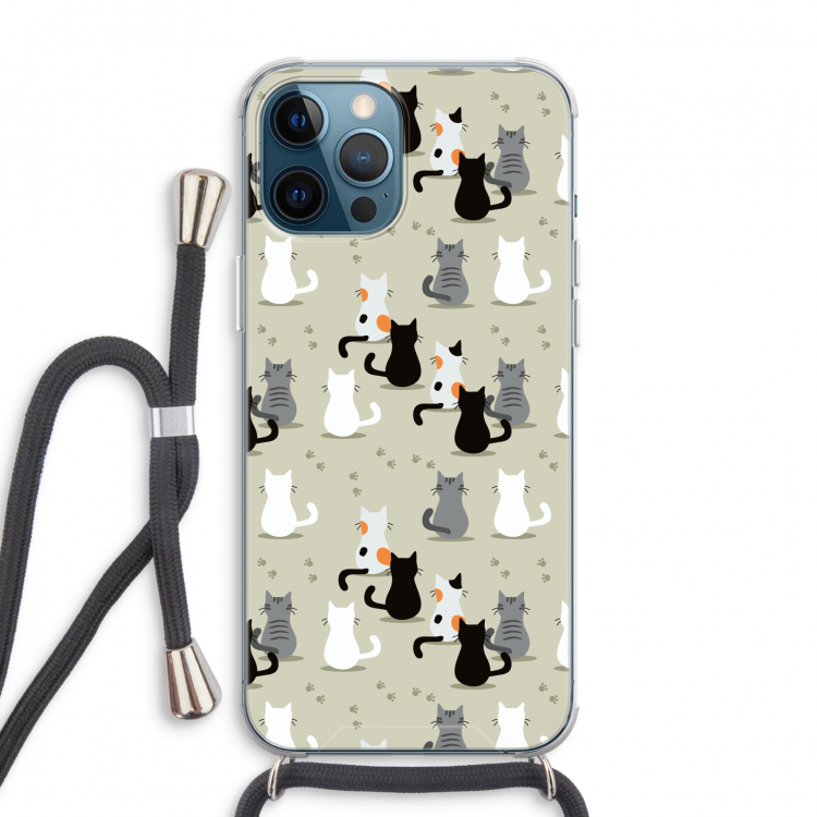 Katten: iPhone 12 Pro Max Transparant Hoesje met koord