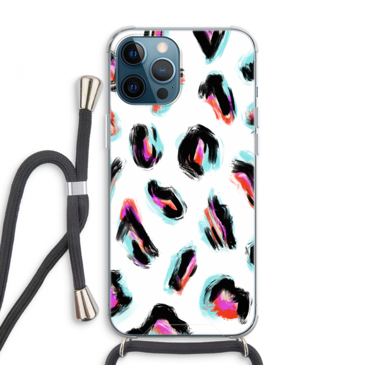 Cheetah color: iPhone 12 Pro Max Transparant Hoesje met koord