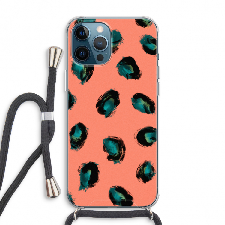 Pink Cheetah: iPhone 12 Pro Max Transparant Hoesje met koord