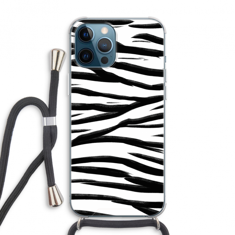 Zebra pattern: iPhone 12 Pro Max Transparant Hoesje met koord
