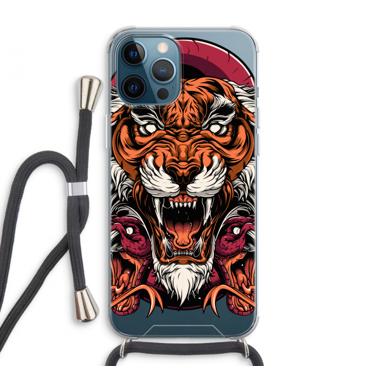 Tiger and Rattlesnakes: iPhone 12 Pro Max Transparant Hoesje met koord