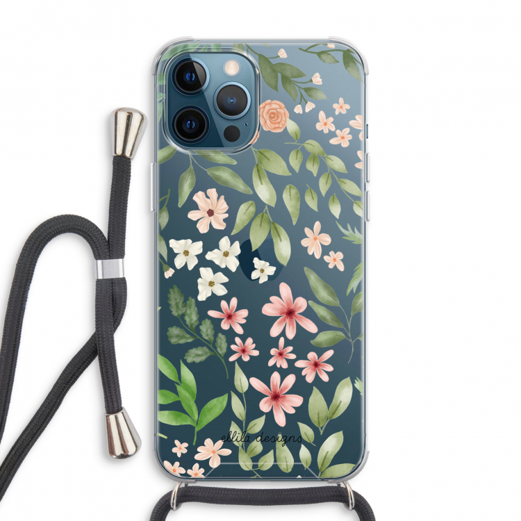 Botanical sweet flower heaven: iPhone 12 Pro Max Transparant Hoesje met koord