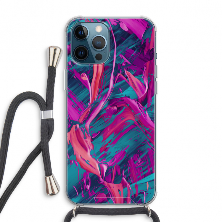 Pink Clouds: iPhone 12 Pro Max Transparant Hoesje met koord