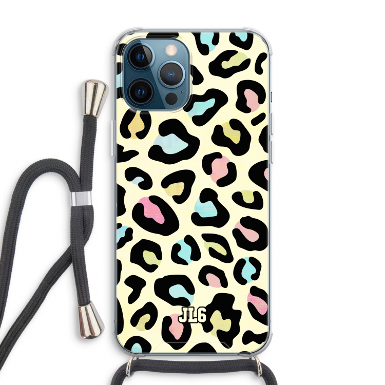 Leopard pattern: iPhone 12 Pro Max Transparant Hoesje met koord