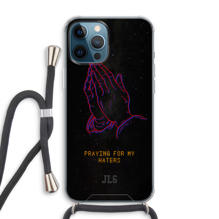 Praying For My Haters: iPhone 12 Pro Max Transparant Hoesje met koord