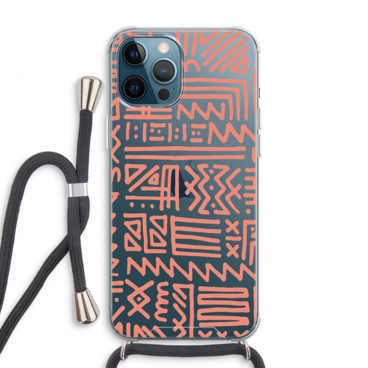 Marrakech Pink: iPhone 12 Pro Max Transparant Hoesje met koord