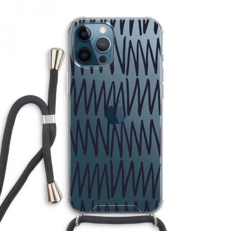 Marrakech Zigzag: iPhone 12 Pro Max Transparant Hoesje met koord