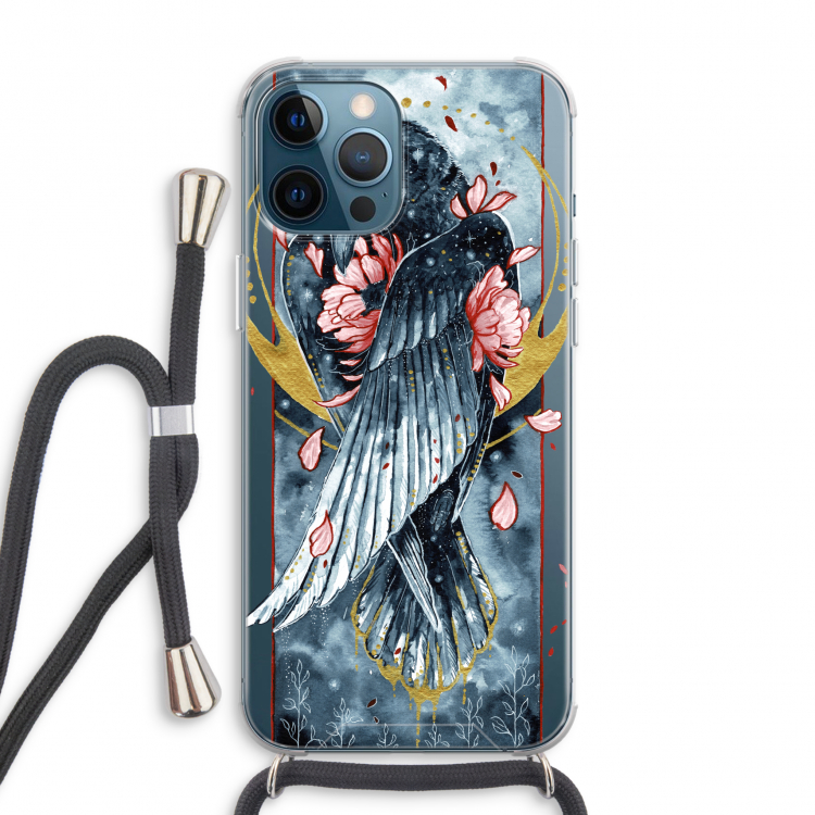 Golden Raven: iPhone 12 Pro Max Transparant Hoesje met koord