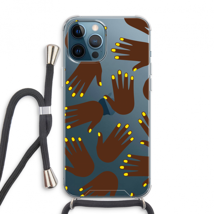 Hands dark: iPhone 12 Pro Max Transparant Hoesje met koord