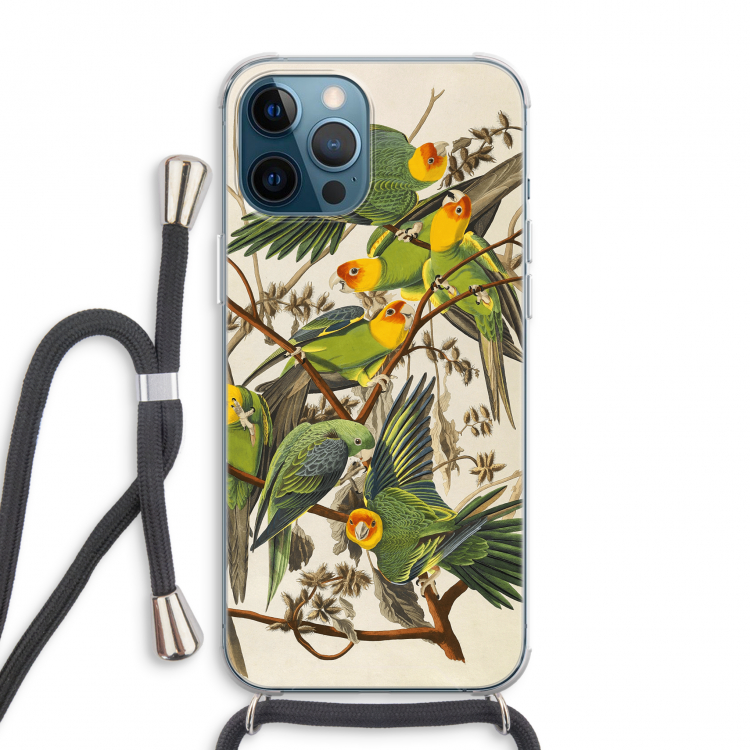 Carolinaparkiet: iPhone 12 Pro Max Transparant Hoesje met koord