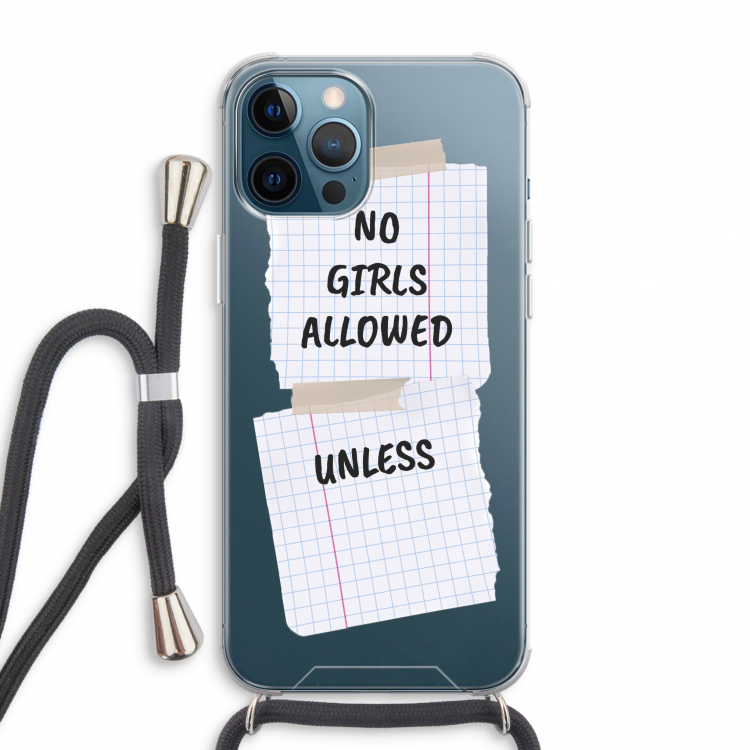 No Girls Allowed Unless: iPhone 12 Pro Max Transparant Hoesje met koord