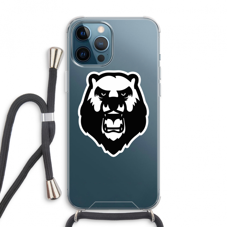 Angry Bear (white): iPhone 12 Pro Max Transparant Hoesje met koord