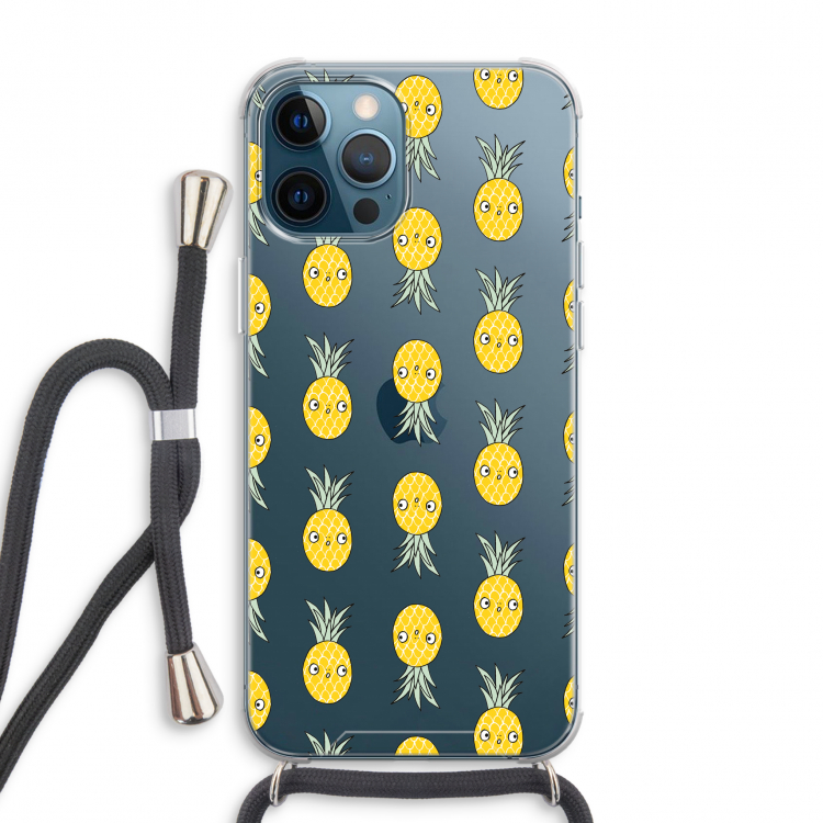 Ananas: iPhone 12 Pro Max Transparant Hoesje met koord