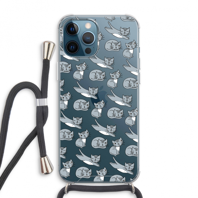 Poezen: iPhone 12 Pro Max Transparant Hoesje met koord