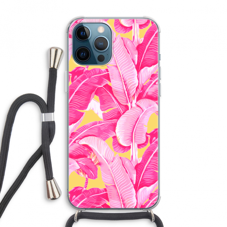 Pink Banana: iPhone 12 Pro Max Transparant Hoesje met koord