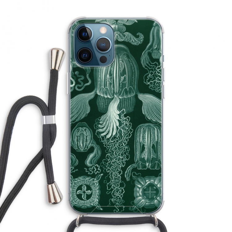 Haeckel Cubomedusae: iPhone 12 Pro Max Transparant Hoesje met koord