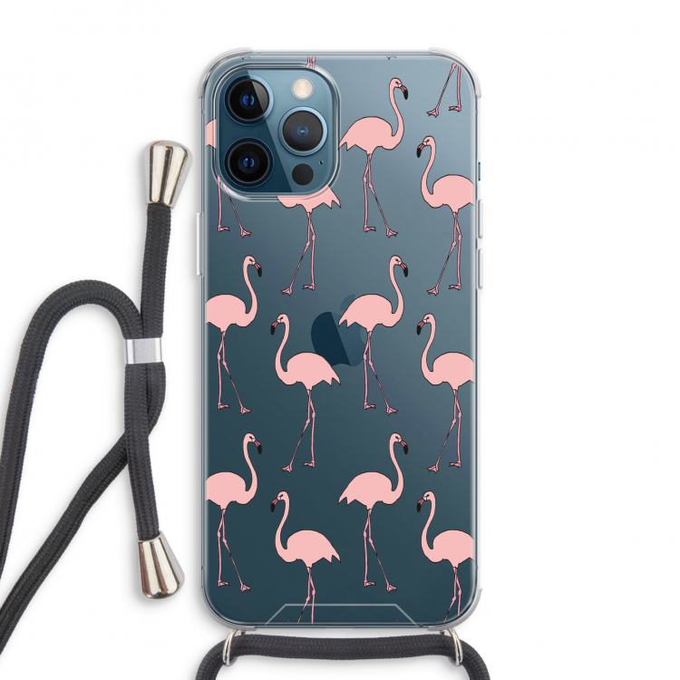 Anything Flamingoes: iPhone 12 Pro Max Transparant Hoesje met koord