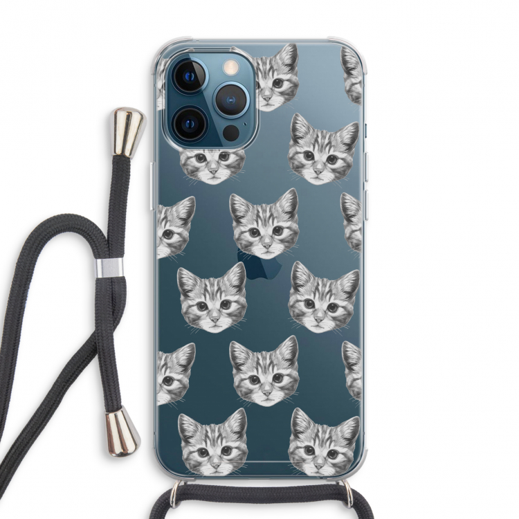 Kitten: iPhone 12 Pro Max Transparant Hoesje met koord