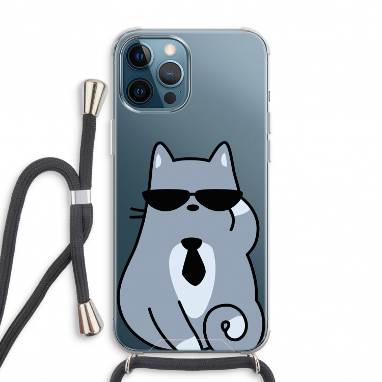 Cool cat: iPhone 12 Pro Max Transparant Hoesje met koord