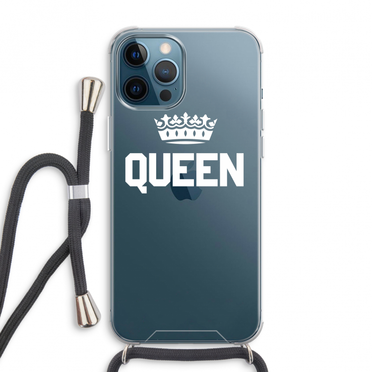 Queen zwart: iPhone 12 Pro Max Transparant Hoesje met koord