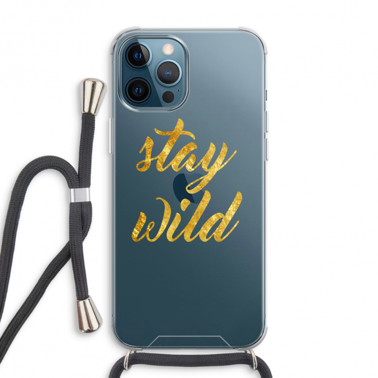 Stay wild: iPhone 12 Pro Max Transparant Hoesje met koord