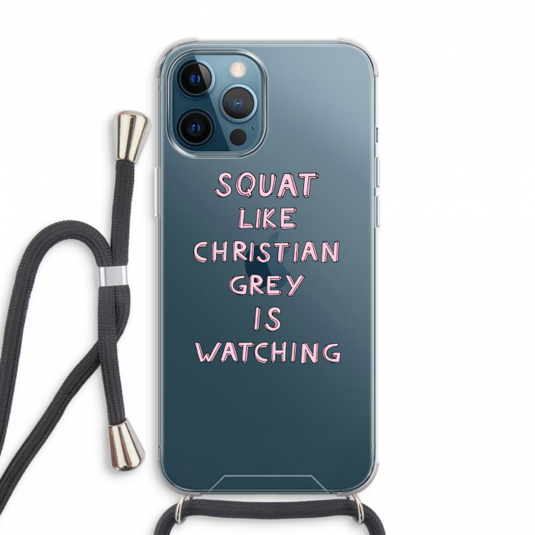 Christian Grey: iPhone 12 Pro Max Transparant Hoesje met koord