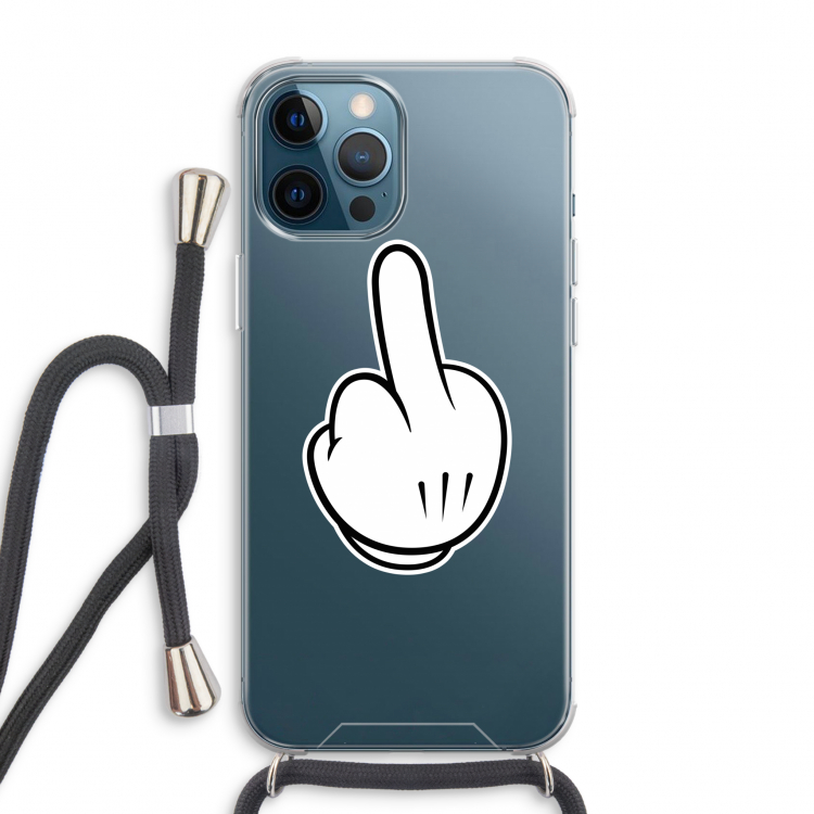 Middle finger black: iPhone 12 Pro Max Transparant Hoesje met koord