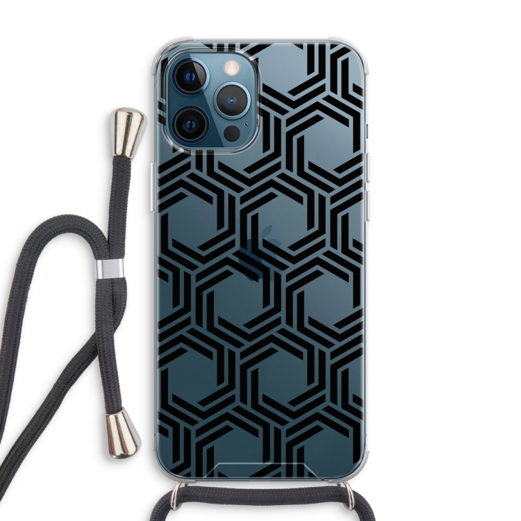 Geometrisch patroon: iPhone 12 Pro Max Transparant Hoesje met koord