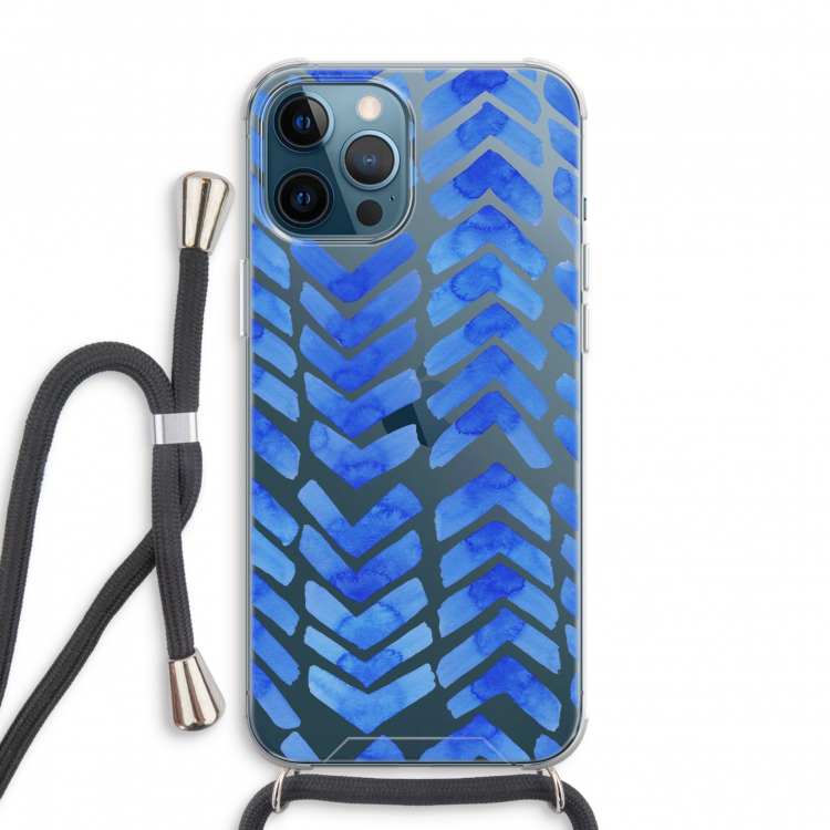 Blauwe pijlen: iPhone 12 Pro Max Transparant Hoesje met koord