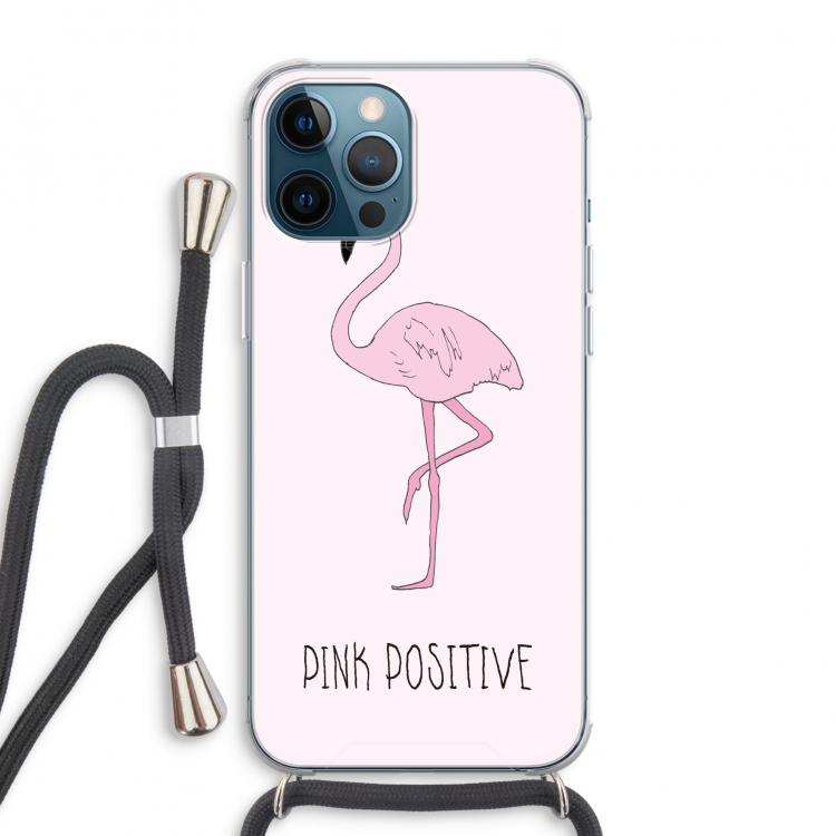 Pink positive: iPhone 12 Pro Max Transparant Hoesje met koord