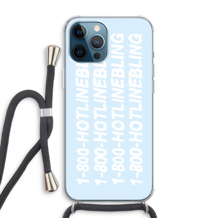 Hotline bling blue: iPhone 12 Pro Max Transparant Hoesje met koord