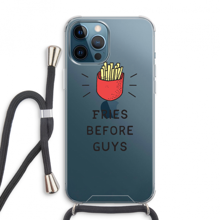 Fries before guys: iPhone 12 Pro Max Transparant Hoesje met koord