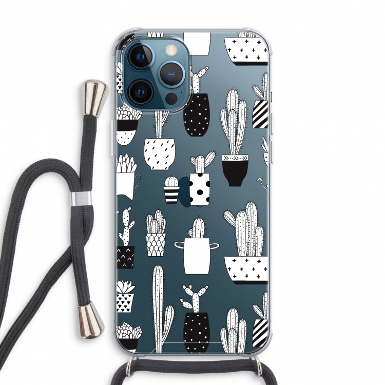 Cactusmotief: iPhone 12 Pro Max Transparant Hoesje met koord