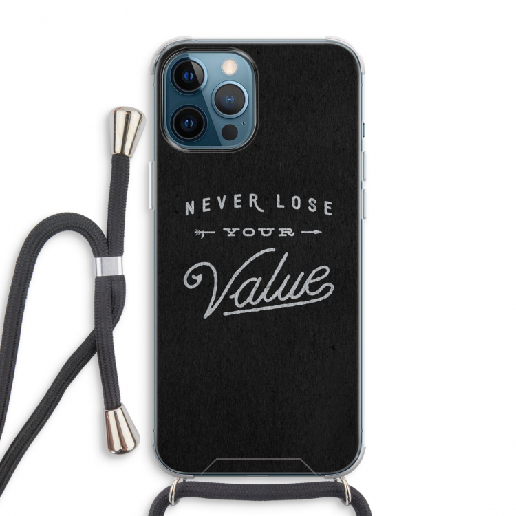 Never lose your value: iPhone 12 Pro Max Transparant Hoesje met koord