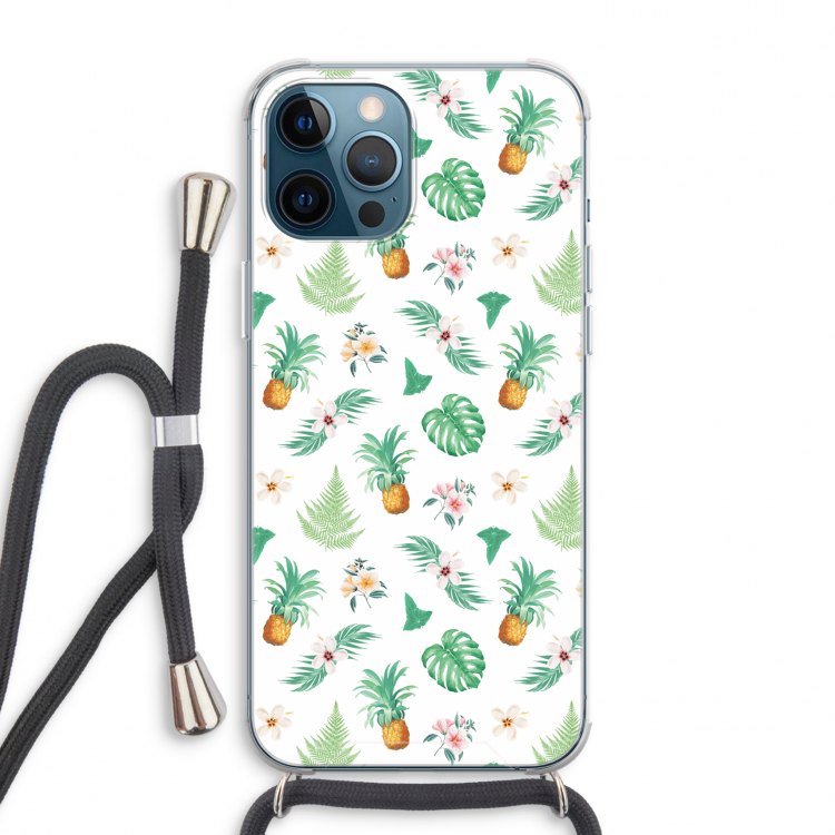 Ananas bladeren: iPhone 12 Pro Max Transparant Hoesje met koord