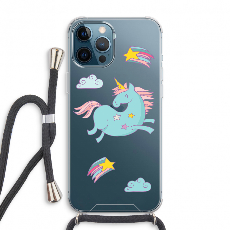 Vliegende eenhoorn: iPhone 12 Pro Max Transparant Hoesje met koord