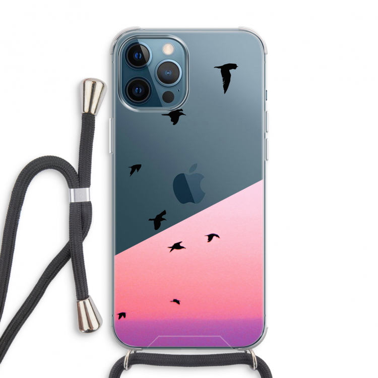 Fly away: iPhone 12 Pro Max Transparant Hoesje met koord